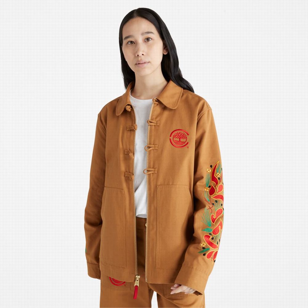 Dámské Bundy Timberland CLOT x Timberland Duck Platene Chore Hnědé | TI90782-173