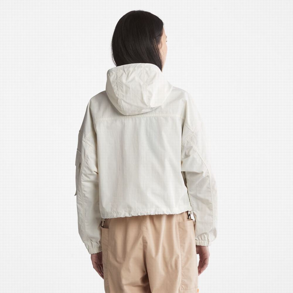 Dámské Bundy Timberland Vody-Repellent Street Cropped Anorak Bílé | TI72340-493