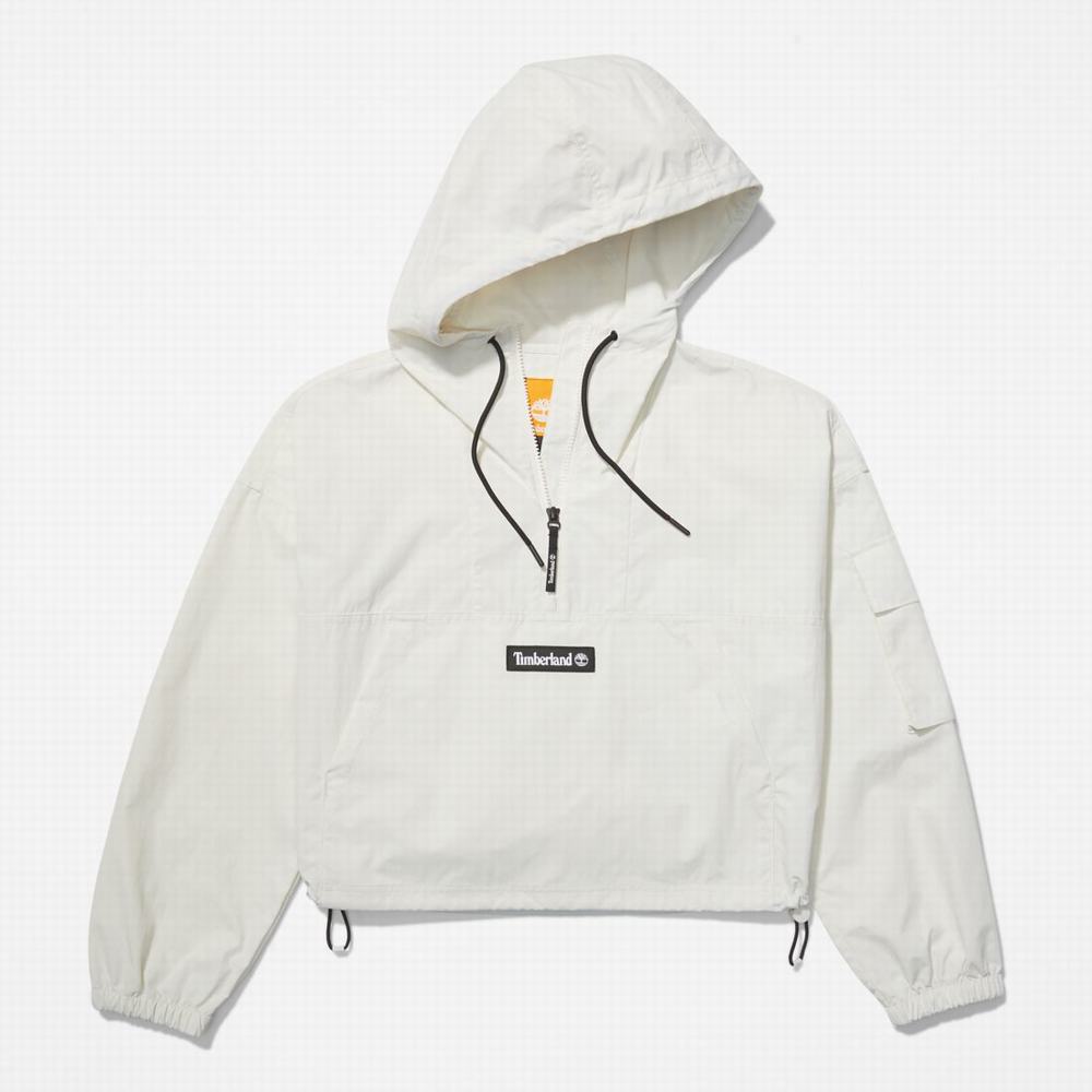 Dámské Bundy Timberland Vody-Repellent Street Cropped Anorak Bílé | TI72340-493