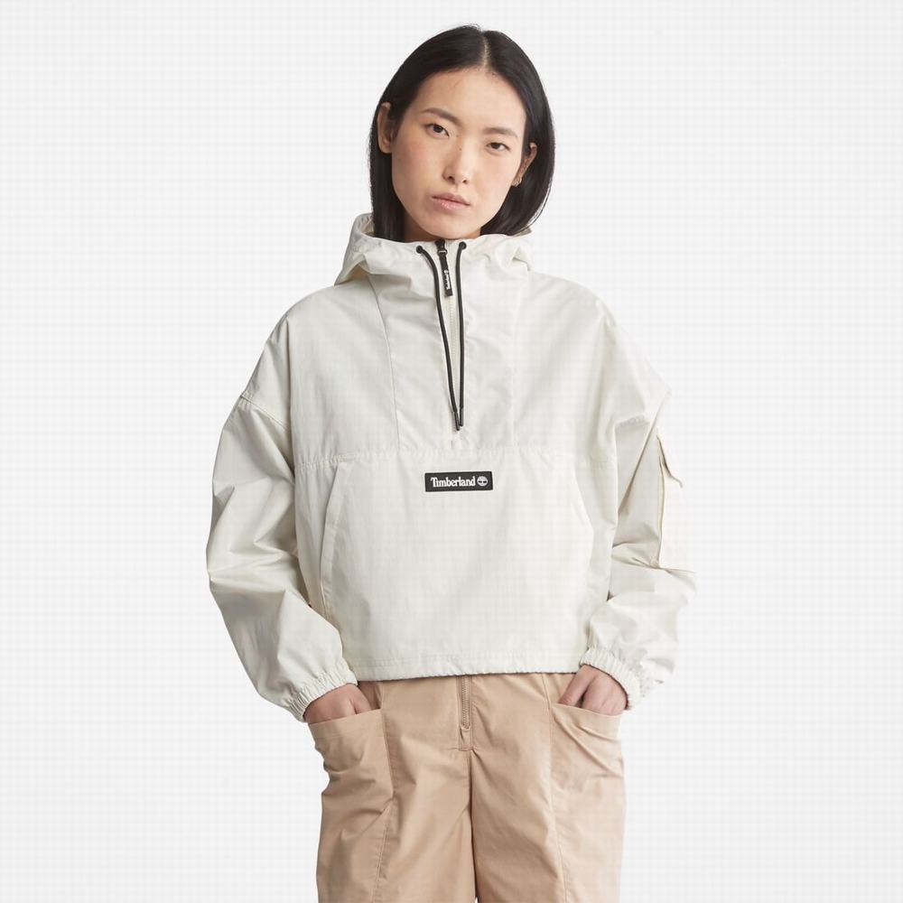 Dámské Bundy Timberland Vody-Repellent Street Cropped Anorak Bílé | TI72340-493