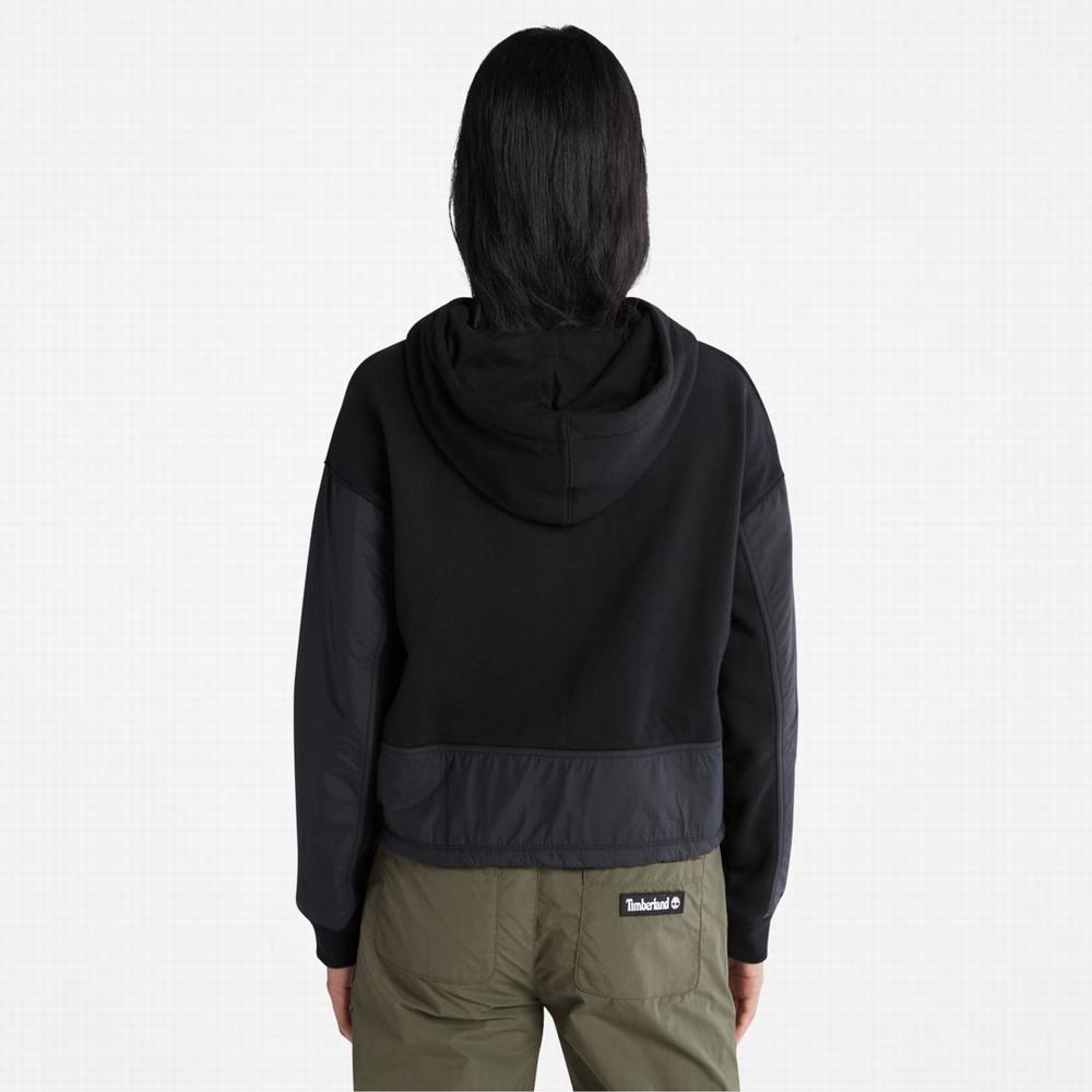Dámské Mikiny S Kapucí Timberland Colorblock Mixed-Media Černé | TI56128-467