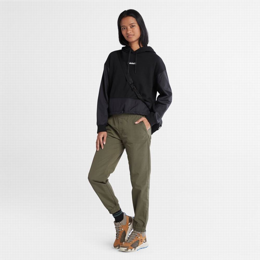 Dámské Mikiny S Kapucí Timberland Colorblock Mixed-Media Černé | TI56128-467