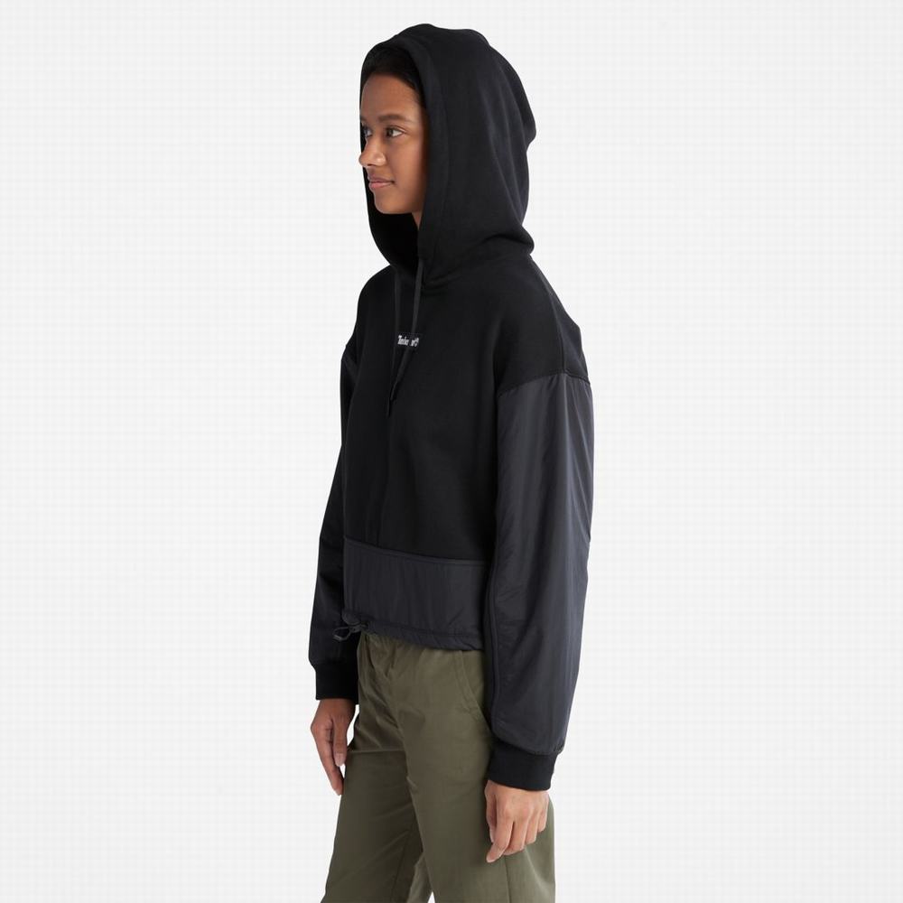 Dámské Mikiny S Kapucí Timberland Colorblock Mixed-Media Černé | TI56128-467