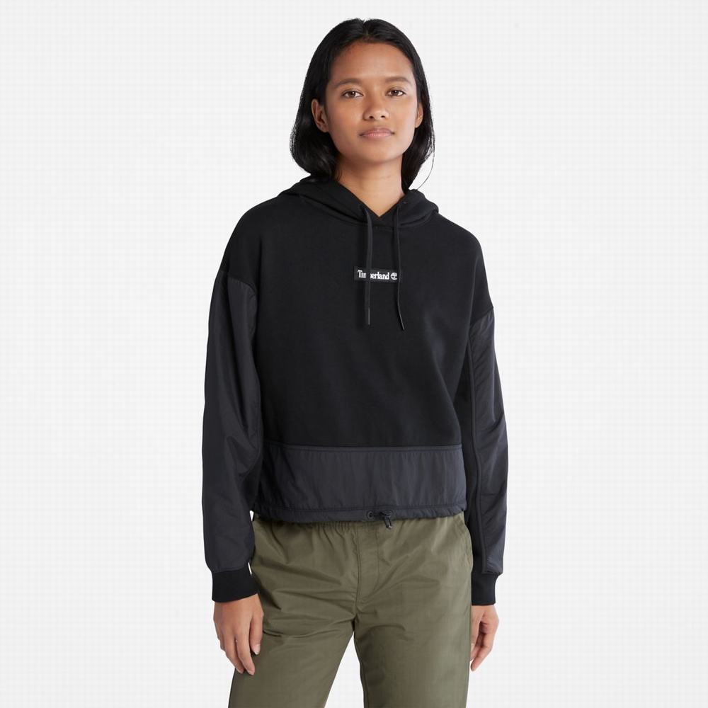 Dámské Mikiny S Kapucí Timberland Colorblock Mixed-Media Černé | TI56128-467