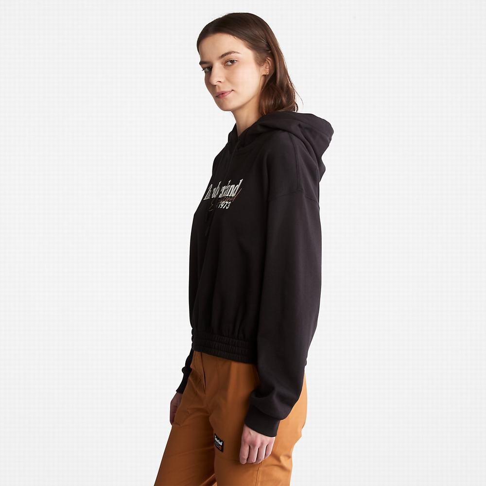 Dámské Mikiny S Kapucí Timberland Established 1973 Logo Černé | TI25743-780