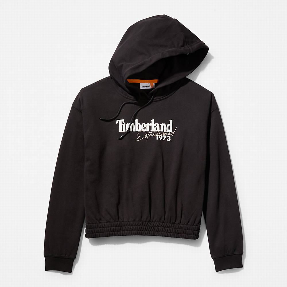 Dámské Mikiny S Kapucí Timberland Established 1973 Logo Černé | TI25743-780