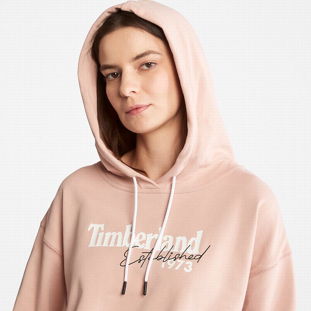 Dámské Mikiny S Kapucí Timberland Established 1973 Logo Růžové | TI69481-178