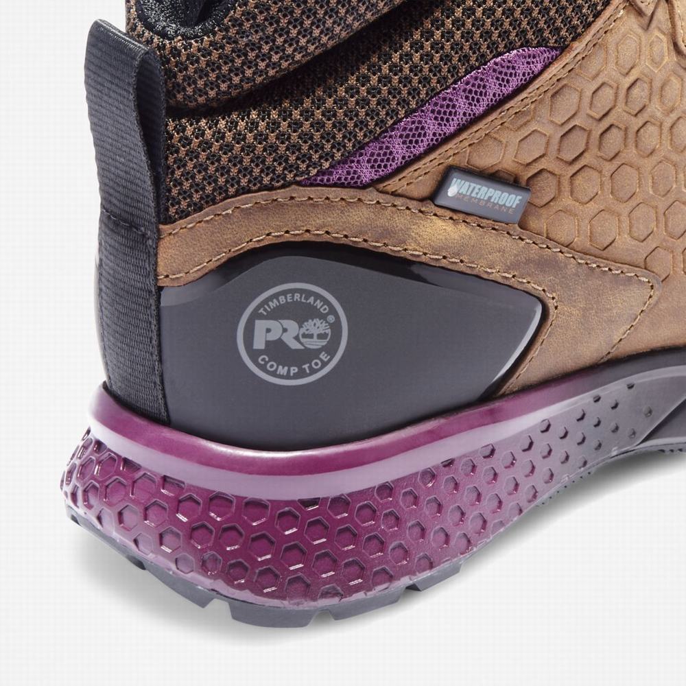 Dámské Pracovní Boty Timberland Reaxion Composite Špicí Waterproof Pracovní Sneaker Hnědé Fialové | TI18490-023
