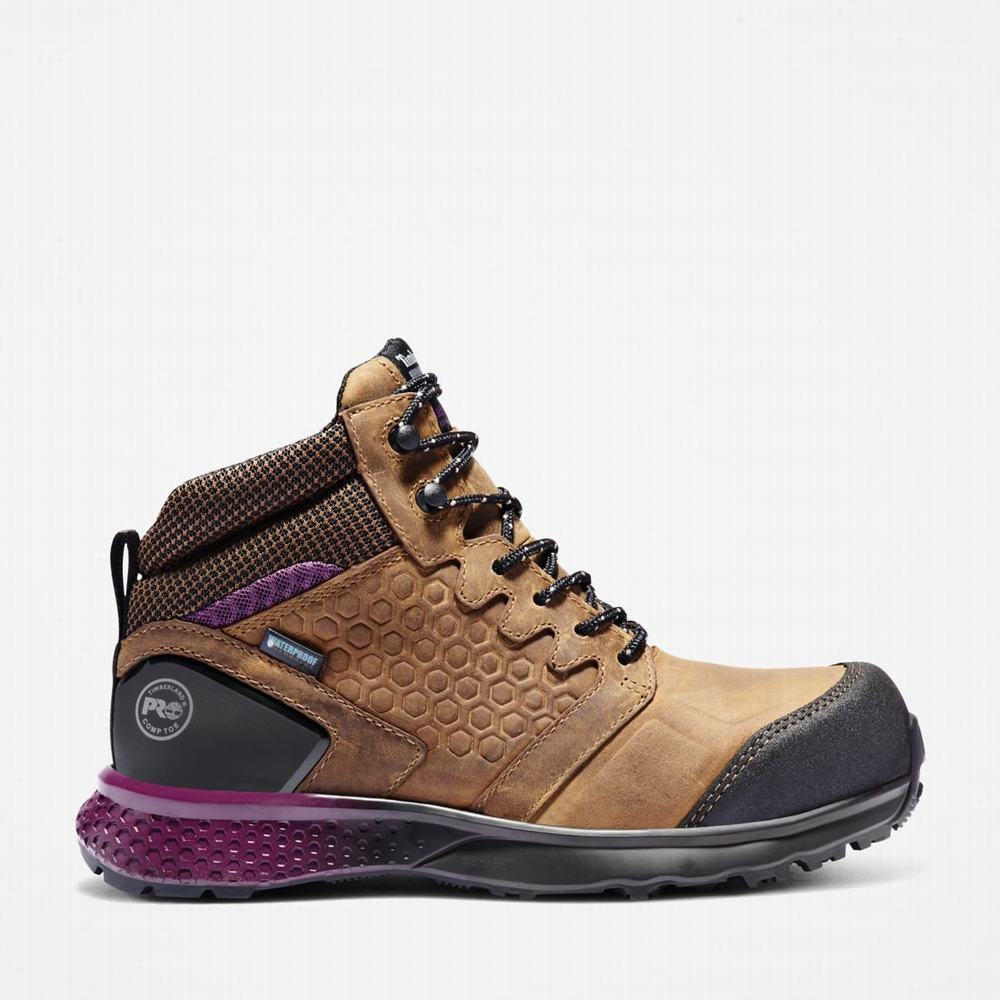 Dámské Pracovní Boty Timberland Reaxion Composite Špicí Waterproof Pracovní Sneaker Hnědé Fialové | TI18490-023