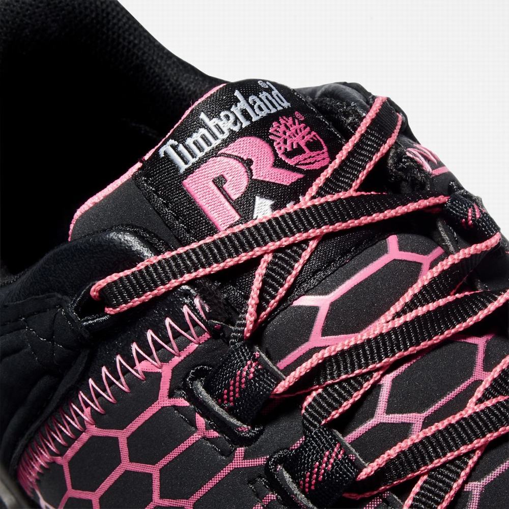 Dámské Pracovní Obuv Timberland PRO® Powertrain Sport Alloy Špicí Pracovní Sneaker Černé Růžové | TI92567-876