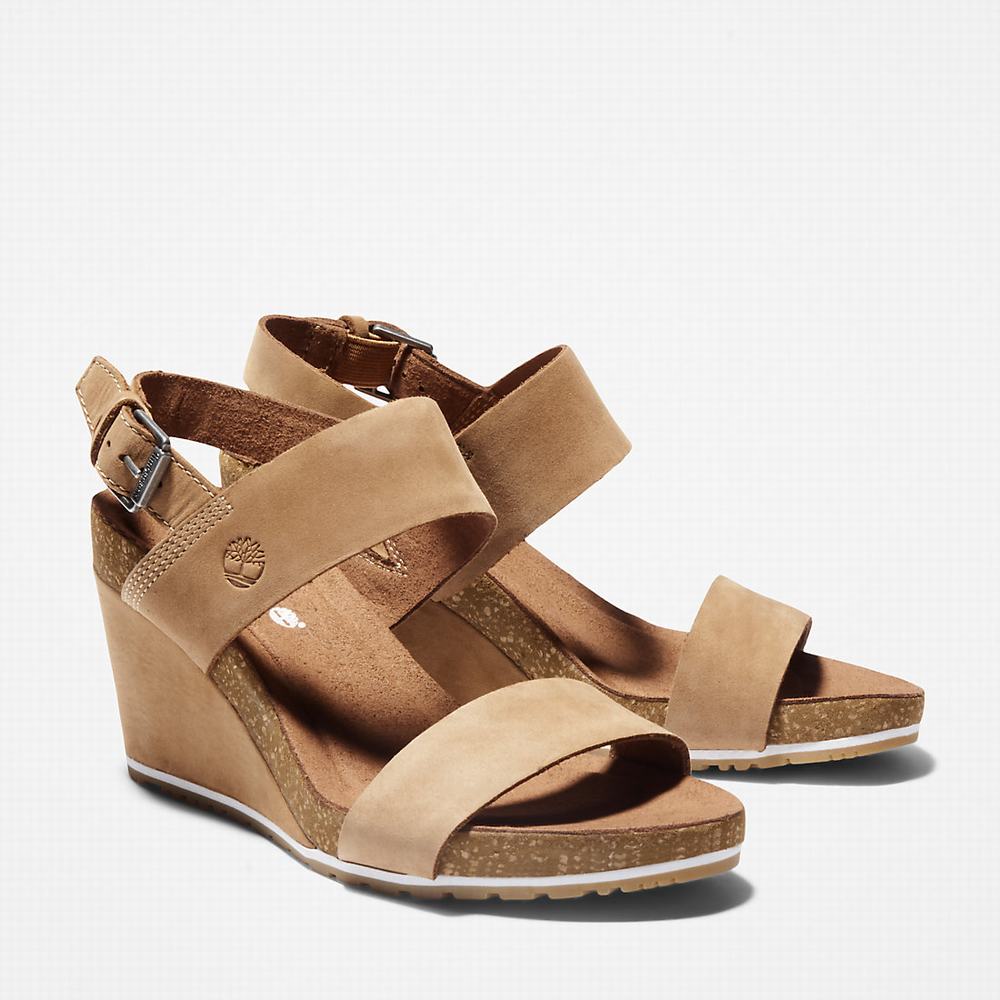 Dámské Sandály Timberland Capri Sunset Klínku Světle Hnědé | TI70912-378