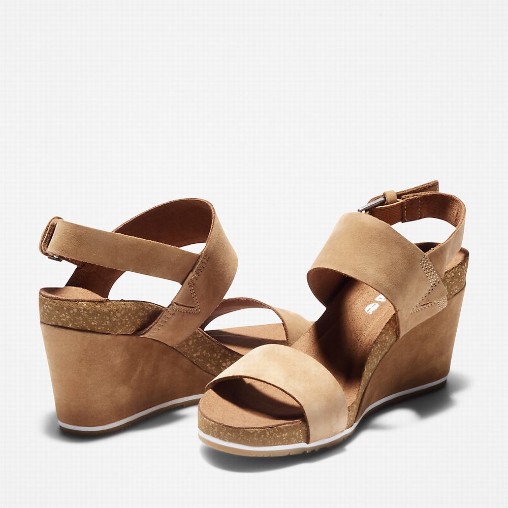 Dámské Sandály Timberland Capri Sunset Klínku Světle Hnědé | TI70912-378