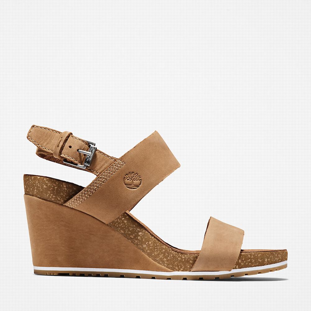 Dámské Sandály Timberland Capri Sunset Klínku Světle Hnědé | TI70912-378