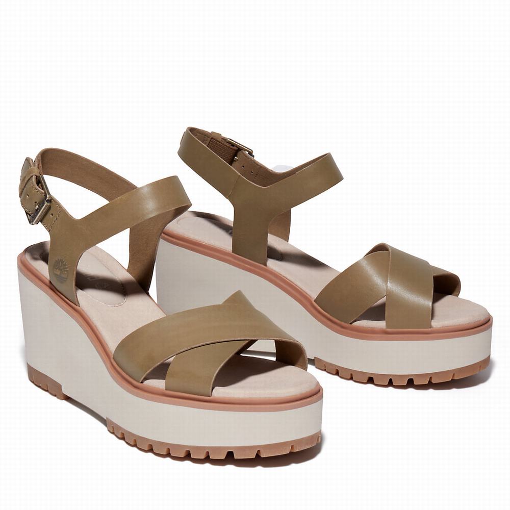 Dámské Sandály Timberland Koralyn Klínku Greige | TI39150-097