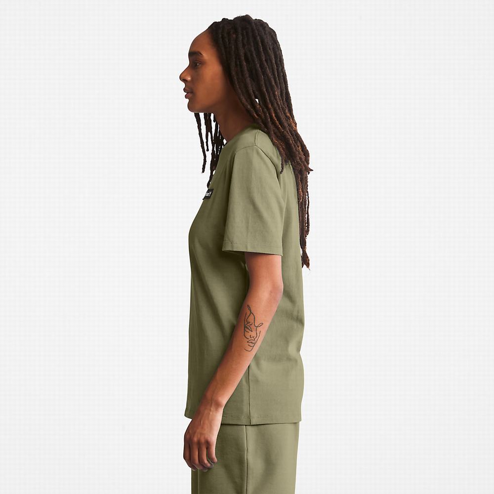 Dámské Tričko Timberland All Gender Heavyweight Badge T-Shirt Tmavě Zelene | TI74906-963