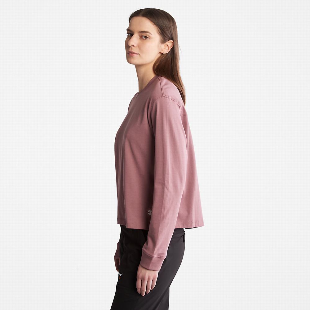 Dámské Tričko Timberland Anti-Odour Supima® Bavlněné Long-sleeved T-Shirt Růžové | TI50492-980