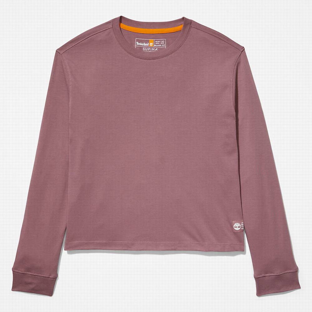 Dámské Tričko Timberland Anti-Odour Supima® Bavlněné Long-sleeved T-Shirt Růžové | TI50492-980
