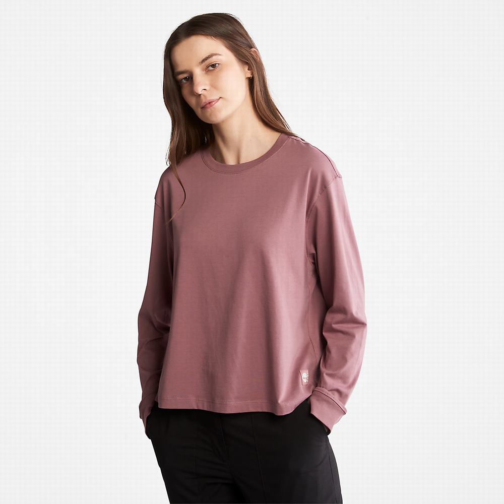 Dámské Tričko Timberland Anti-Odour Supima® Bavlněné Long-sleeved T-Shirt Růžové | TI50492-980