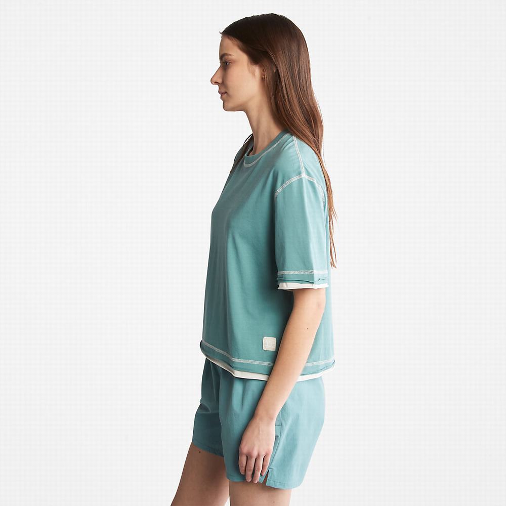 Dámské Tričko Timberland Anti-Odour Supima® Bavlněné T-Shirt Tyrkysové | TI60291-743