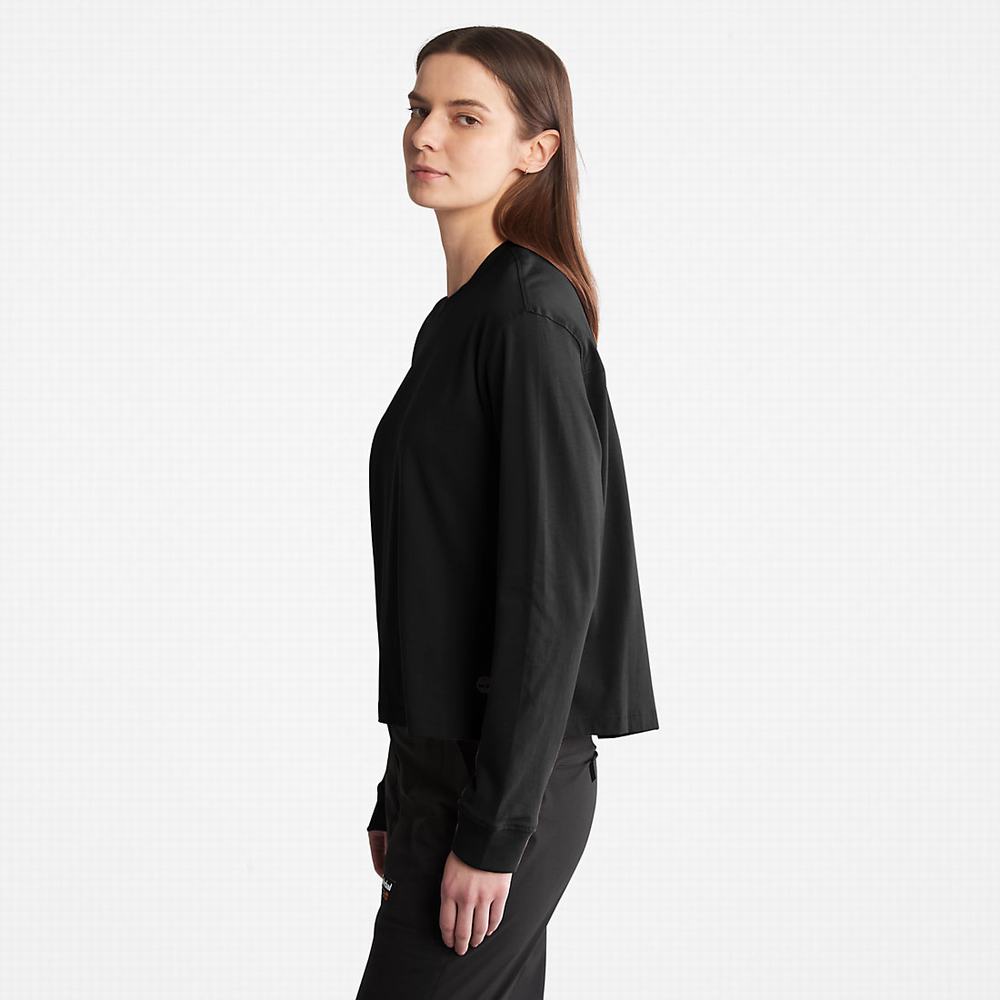 Dámské Tričko Timberland Anti-Odour Supima® Bavlněné Long-sleeved T-Shirt Černé | TI96304-256