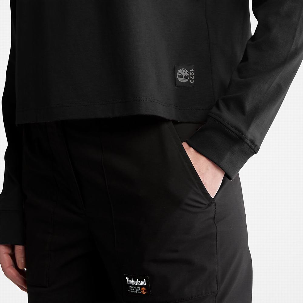 Dámské Tričko Timberland Anti-Odour Supima® Bavlněné Long-sleeved T-Shirt Černé | TI96304-256