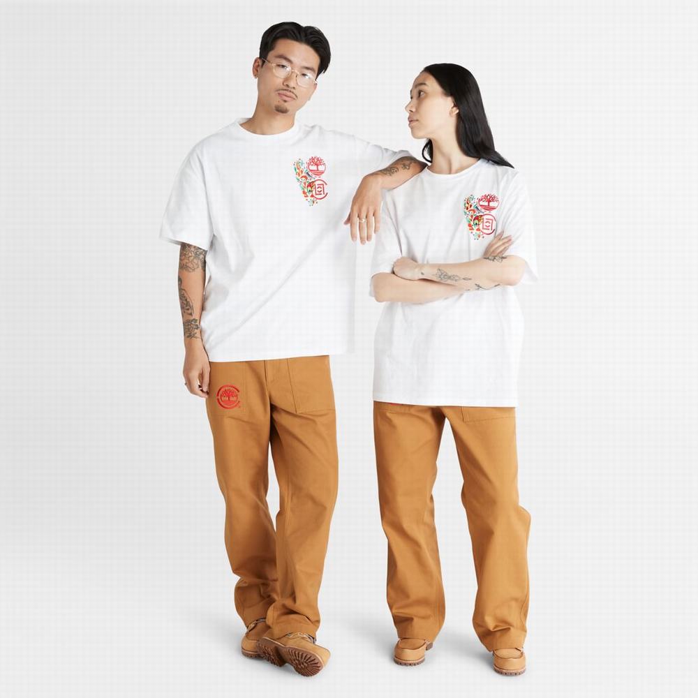 Dámské Tričko Timberland CLOT x Timberland Krátké-Sleeve T-Shirt Bílé | TI31950-214