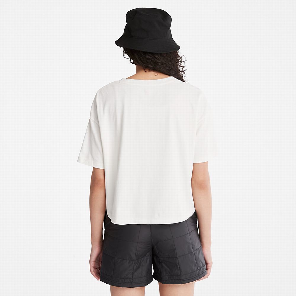 Dámské Tričko Timberland Cropped Logo T-Shirt Bílé | TI26415-586