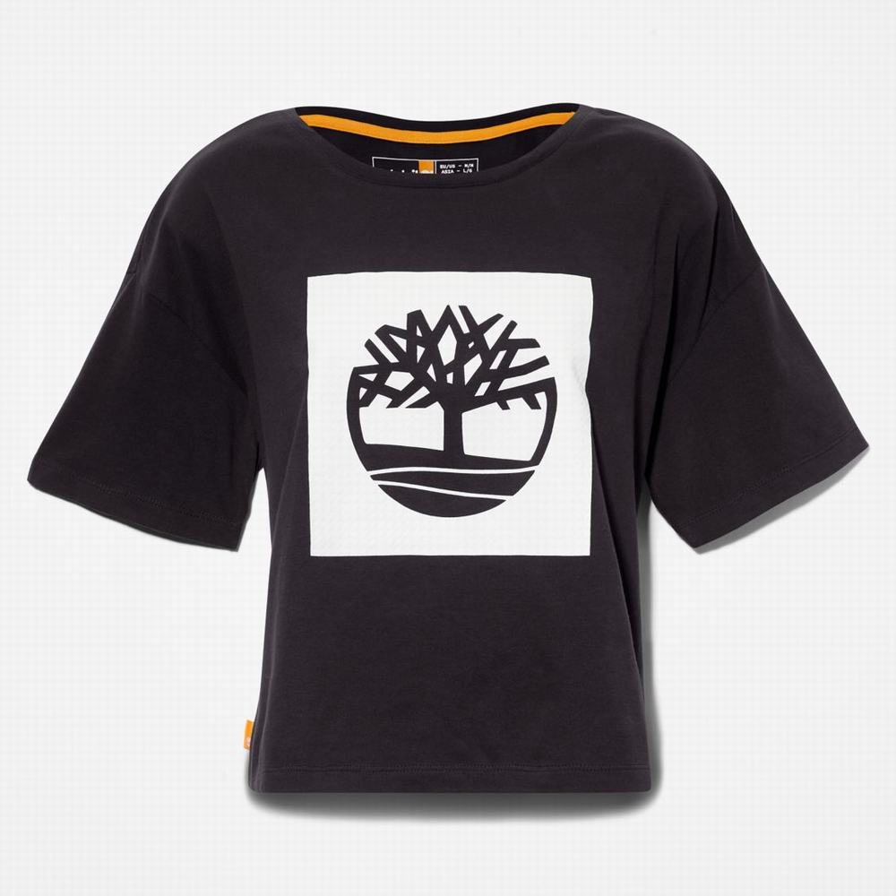 Dámské Tričko Timberland Cropped Logo T-Shirt Černé | TI68143-069