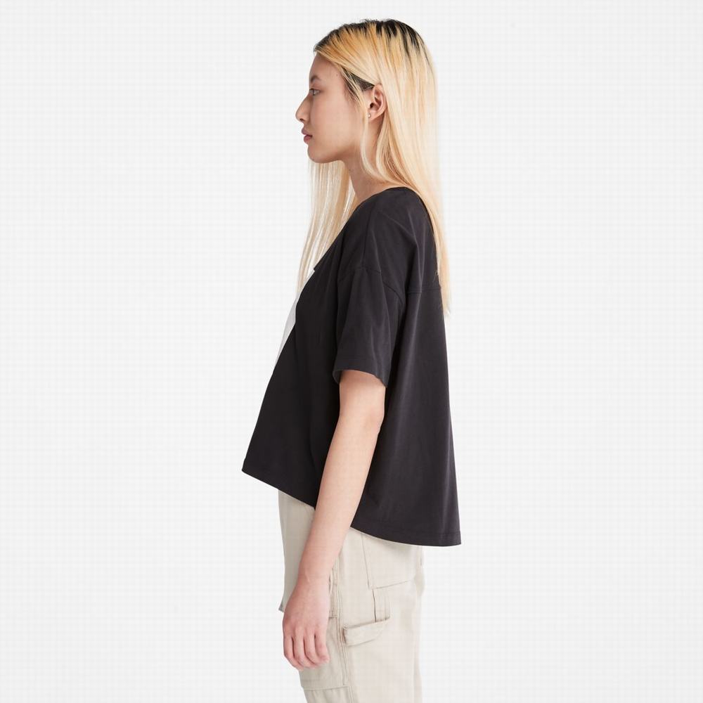 Dámské Tričko Timberland Cropped Logo T-Shirt Černé | TI68143-069