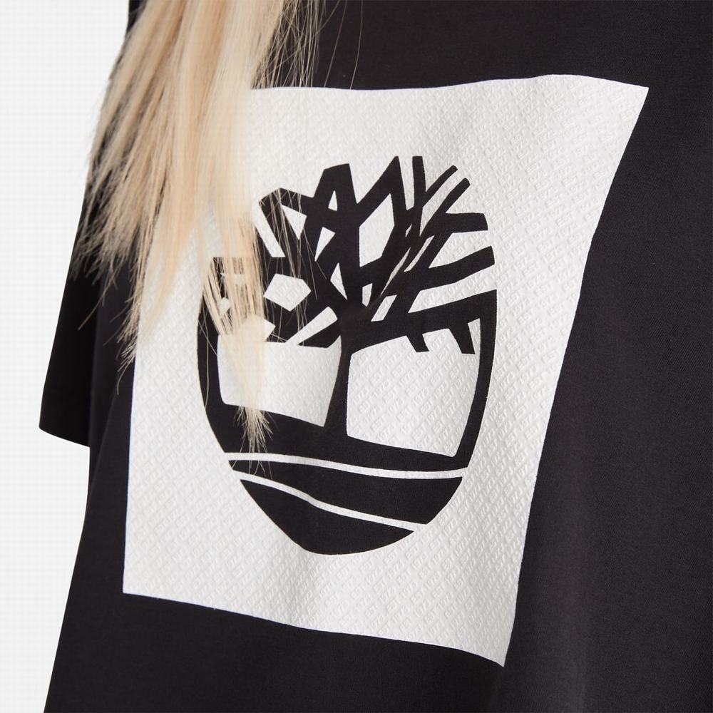 Dámské Tričko Timberland Cropped Logo T-Shirt Černé | TI68143-069