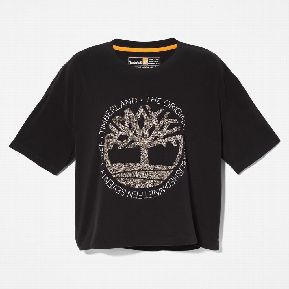 Dámské Tričko Timberland Cropped Logo T-Shirt Černé | TI80652-045