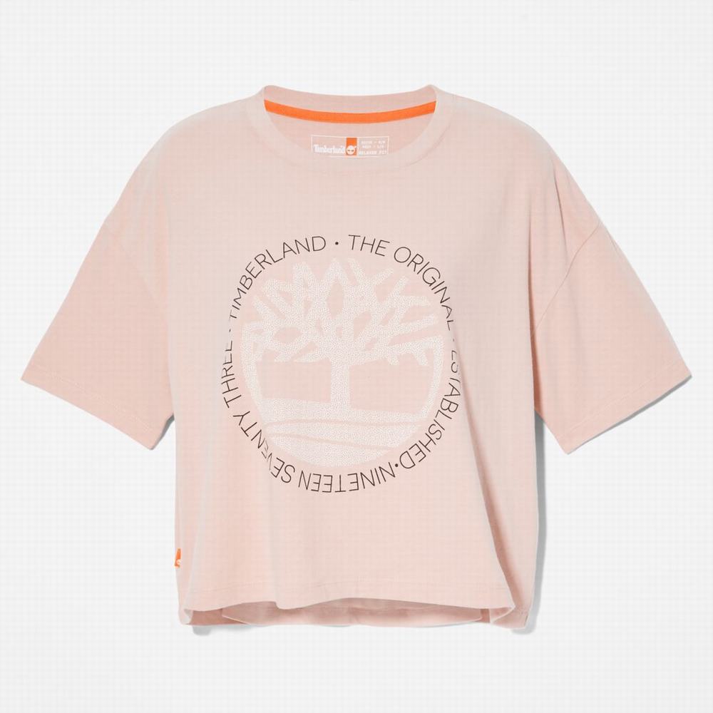 Dámské Tričko Timberland Cropped Logo T-Shirt Růžové | TI90743-842
