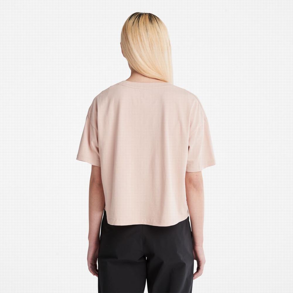 Dámské Tričko Timberland Cropped Logo T-Shirt Růžové | TI90743-842