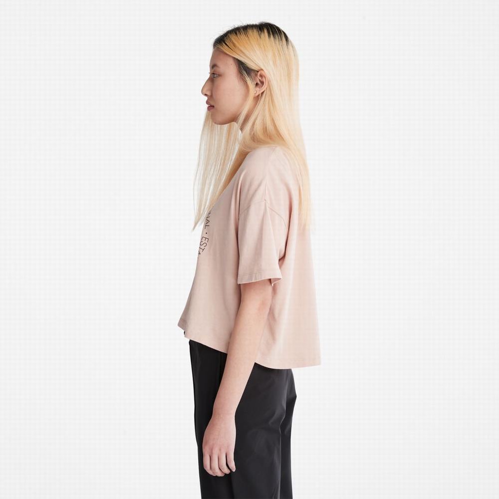 Dámské Tričko Timberland Cropped Logo T-Shirt Růžové | TI90743-842