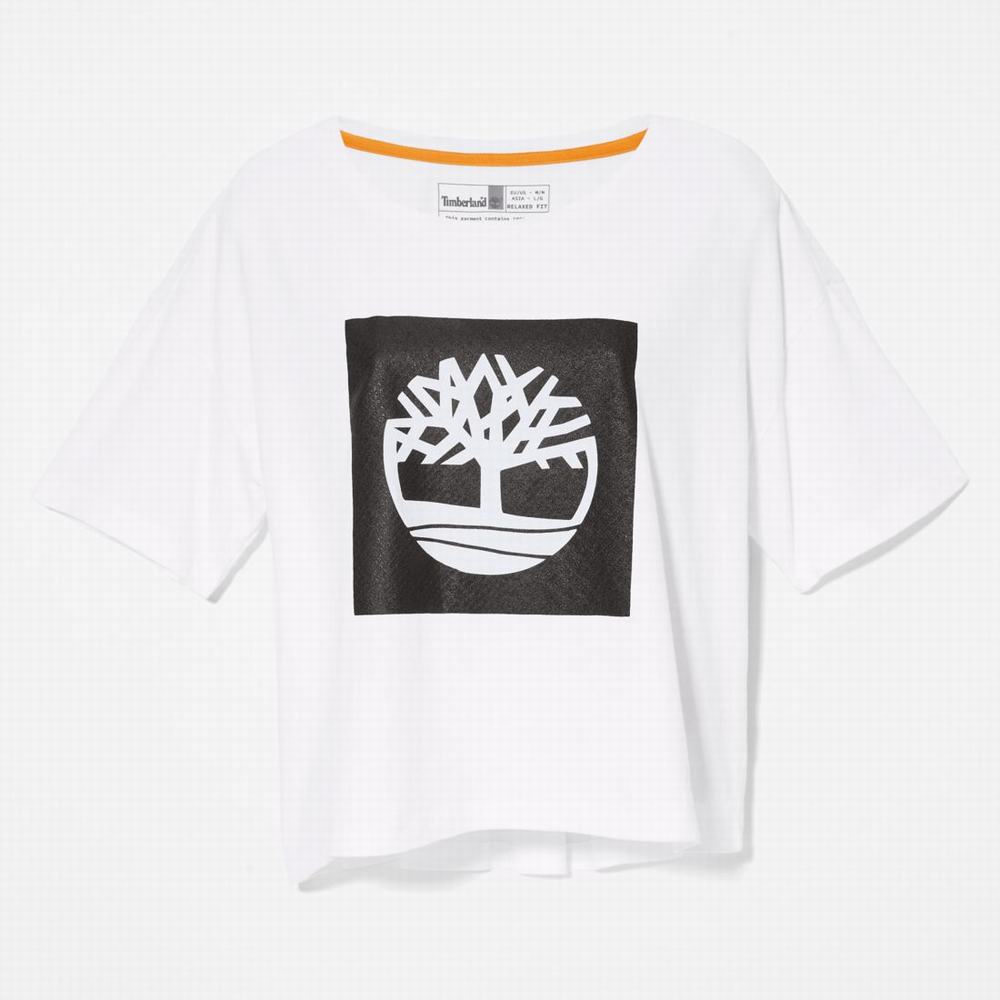 Dámské Tričko Timberland Cropped Logo T-Shirt Bílé | TI90837-697