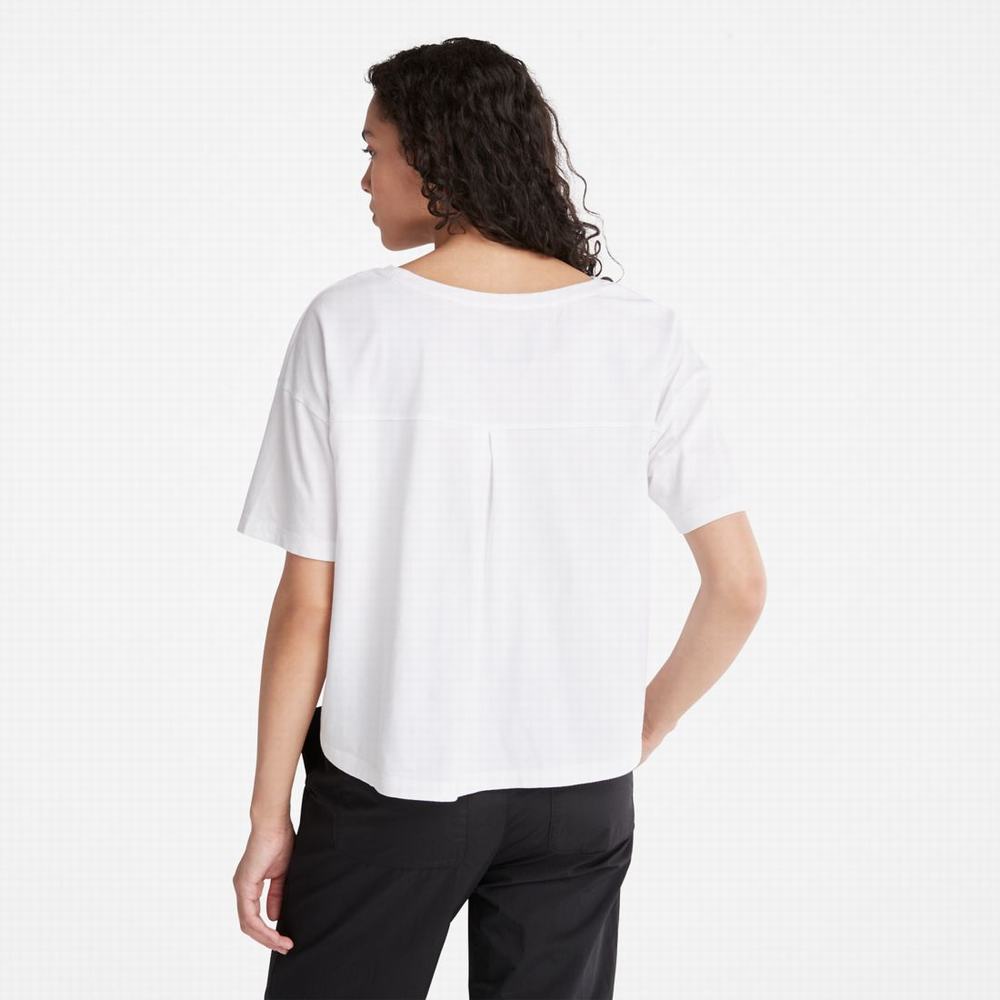 Dámské Tričko Timberland Cropped Logo T-Shirt Bílé | TI90837-697