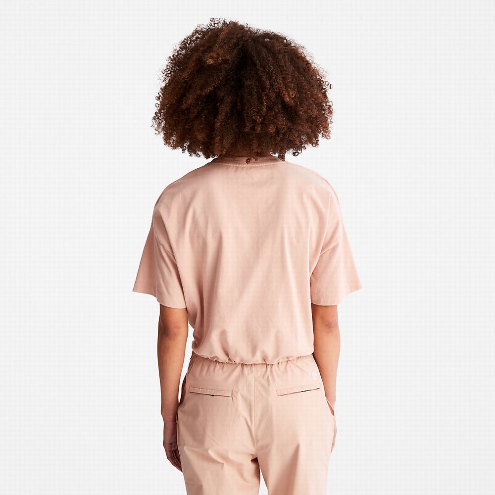 Dámské Tričko Timberland Cropped T-Shirt with Drawstring Hem T-Shirt Růžové | TI24879-103