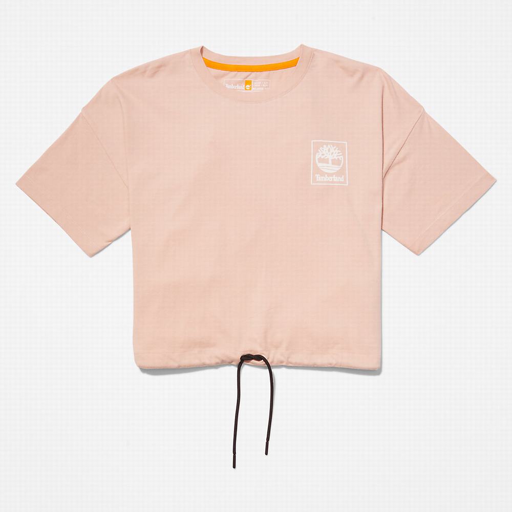 Dámské Tričko Timberland Cropped T-Shirt with Drawstring Hem T-Shirt Růžové | TI24879-103