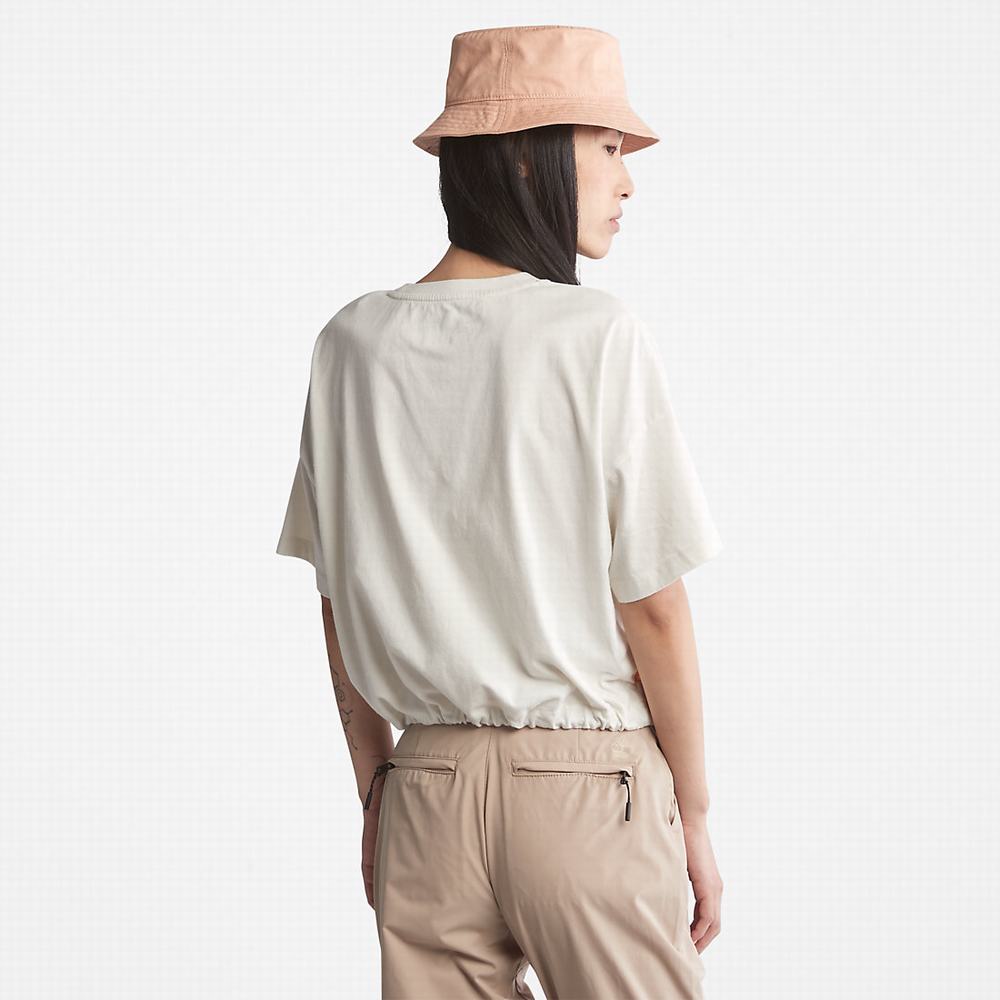 Dámské Tričko Timberland Cropped T-Shirt with Drawstring Hem T-Shirt Bílé | TI76491-903