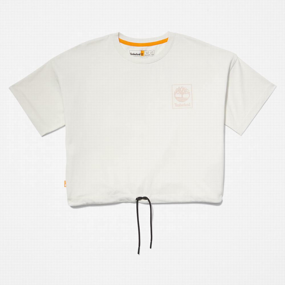 Dámské Tričko Timberland Cropped T-Shirt with Drawstring Hem T-Shirt Bílé | TI76491-903