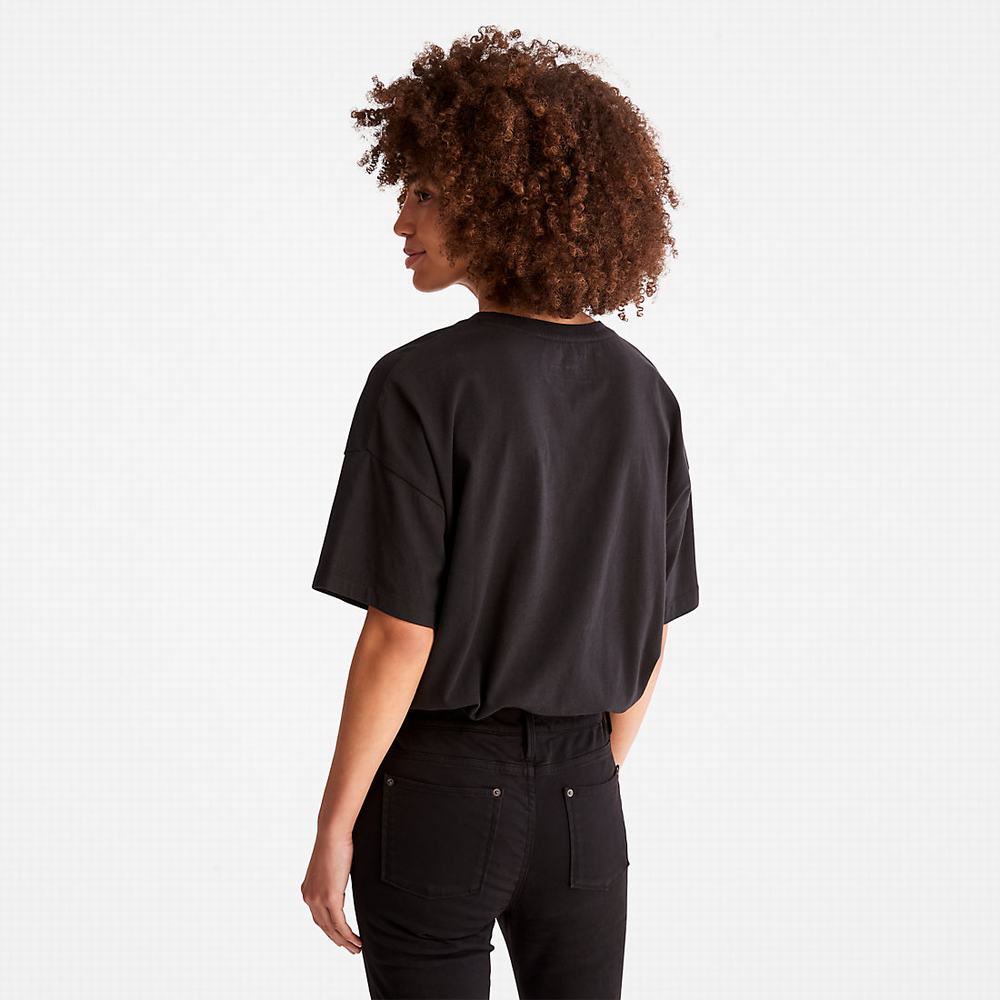 Dámské Tričko Timberland Cropped T-Shirt with Drawstring Hem T-Shirt Černé | TI79436-024
