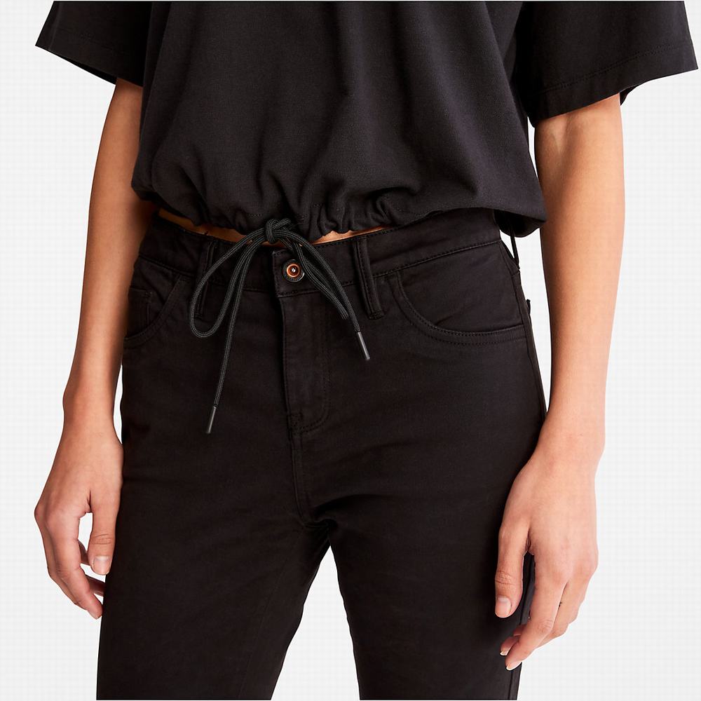 Dámské Tričko Timberland Cropped T-Shirt with Drawstring Hem T-Shirt Černé | TI79436-024