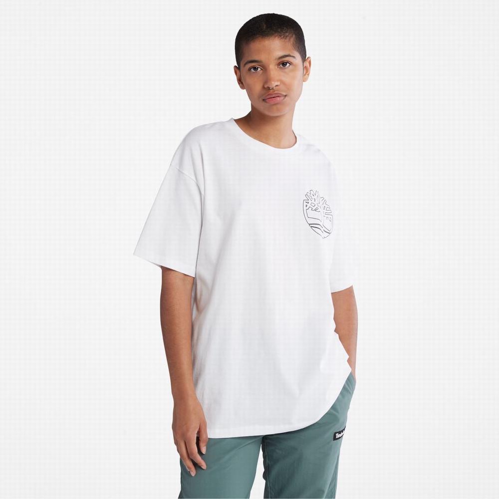 Dámské Tričko Timberland Graphic-Logo T-Shirt Bílé | TI07342-268