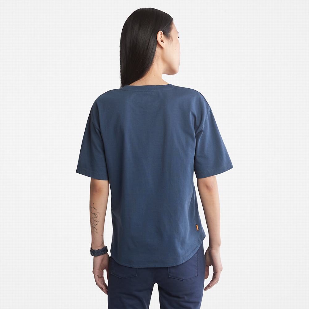 Dámské Tričko Timberland Logo Graphic T-Shirt Tmavě Blankyt | TI13857-230