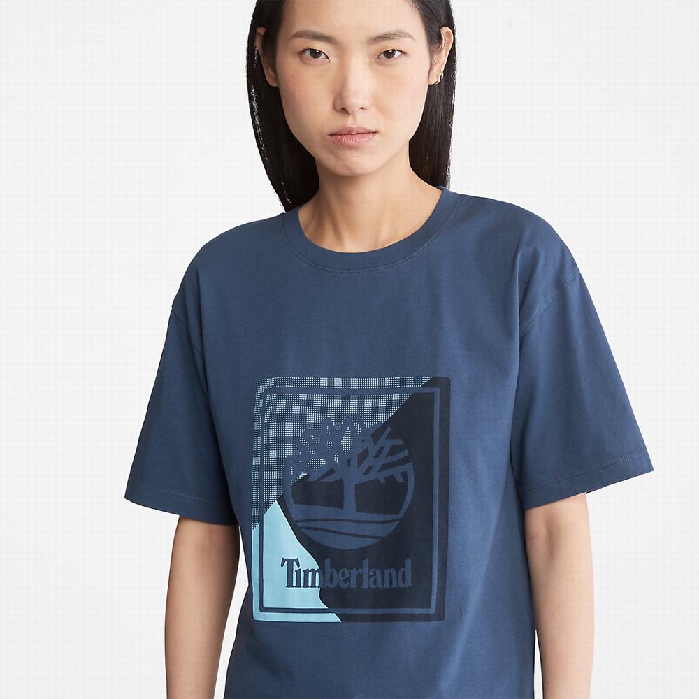 Dámské Tričko Timberland Logo Graphic T-Shirt Tmavě Blankyt | TI13857-230