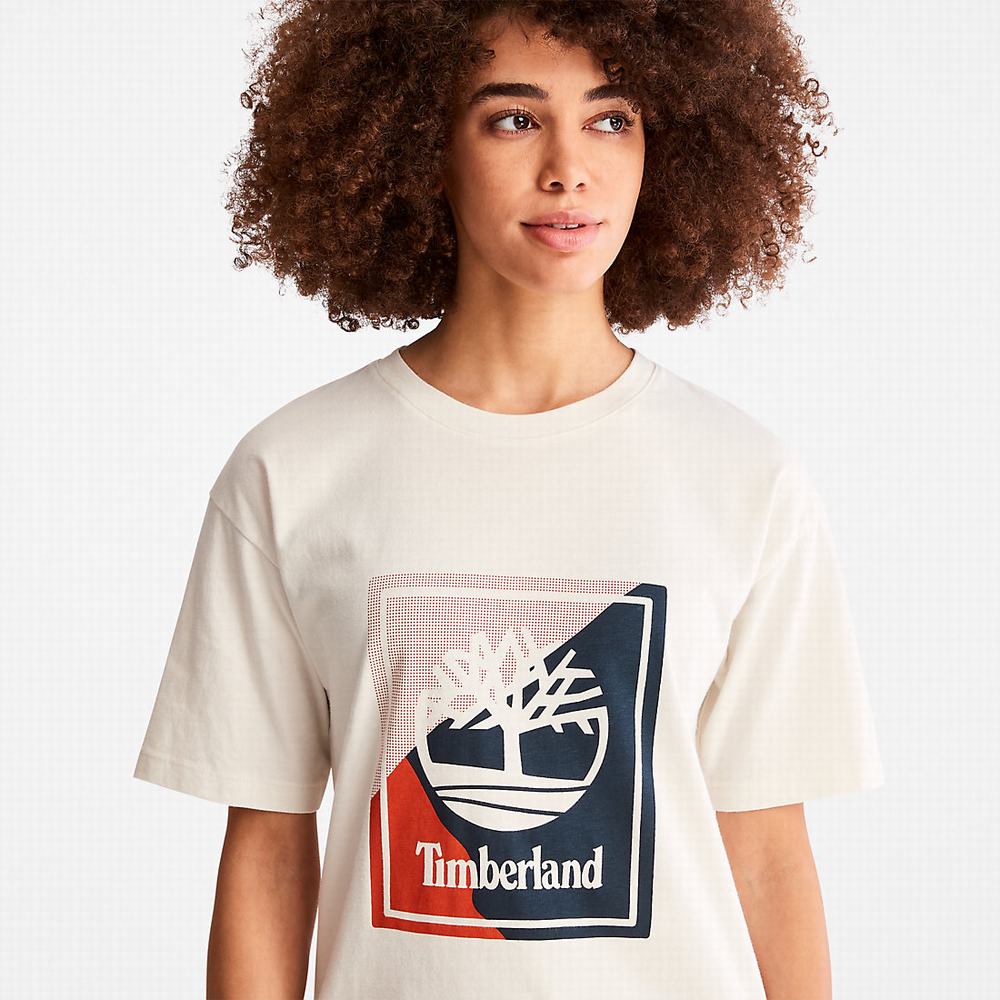 Dámské Tričko Timberland Logo Graphic T-Shirt Bílé | TI80542-905