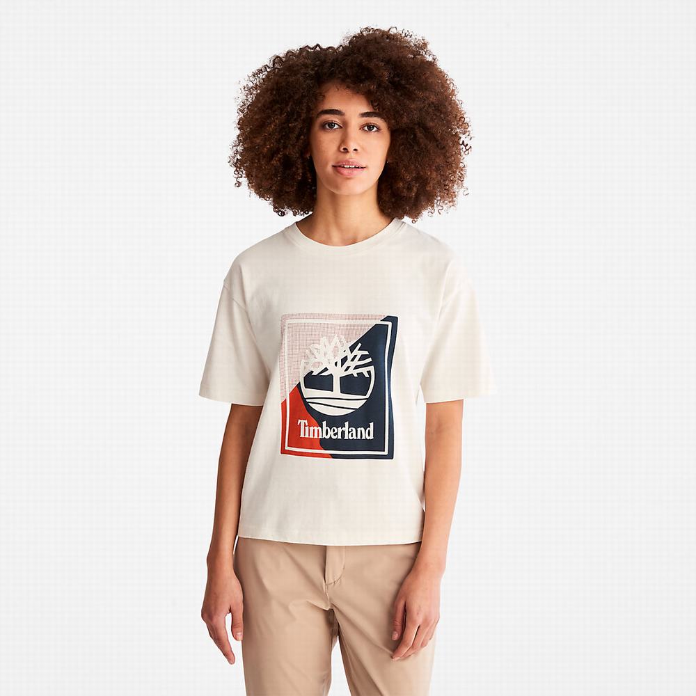Dámské Tričko Timberland Logo Graphic T-Shirt Bílé | TI80542-905