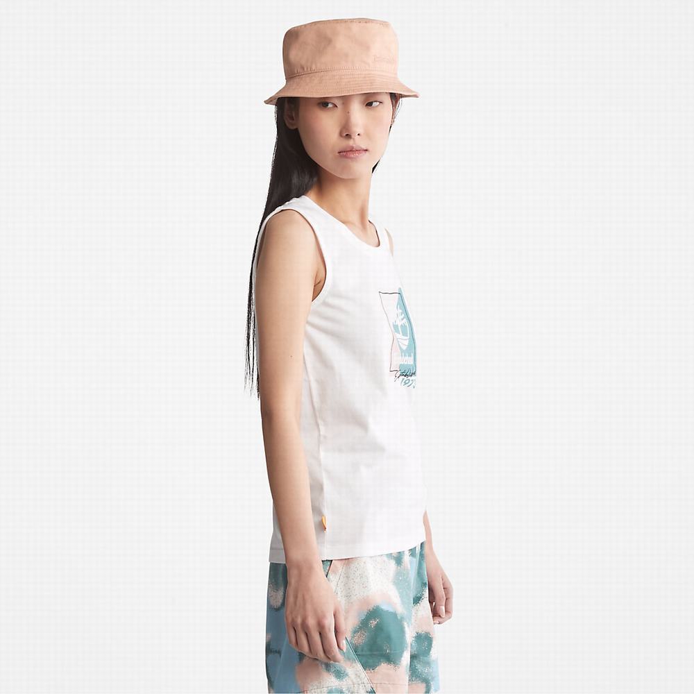 Dámské Tričko Timberland Logo Tank Top Bílé | TI65307-012