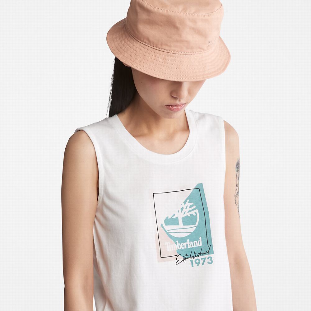 Dámské Tričko Timberland Logo Tank Top Bílé | TI65307-012