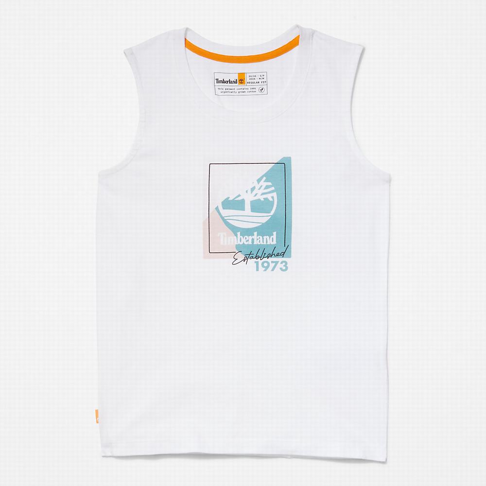 Dámské Tričko Timberland Logo Tank Top Bílé | TI65307-012